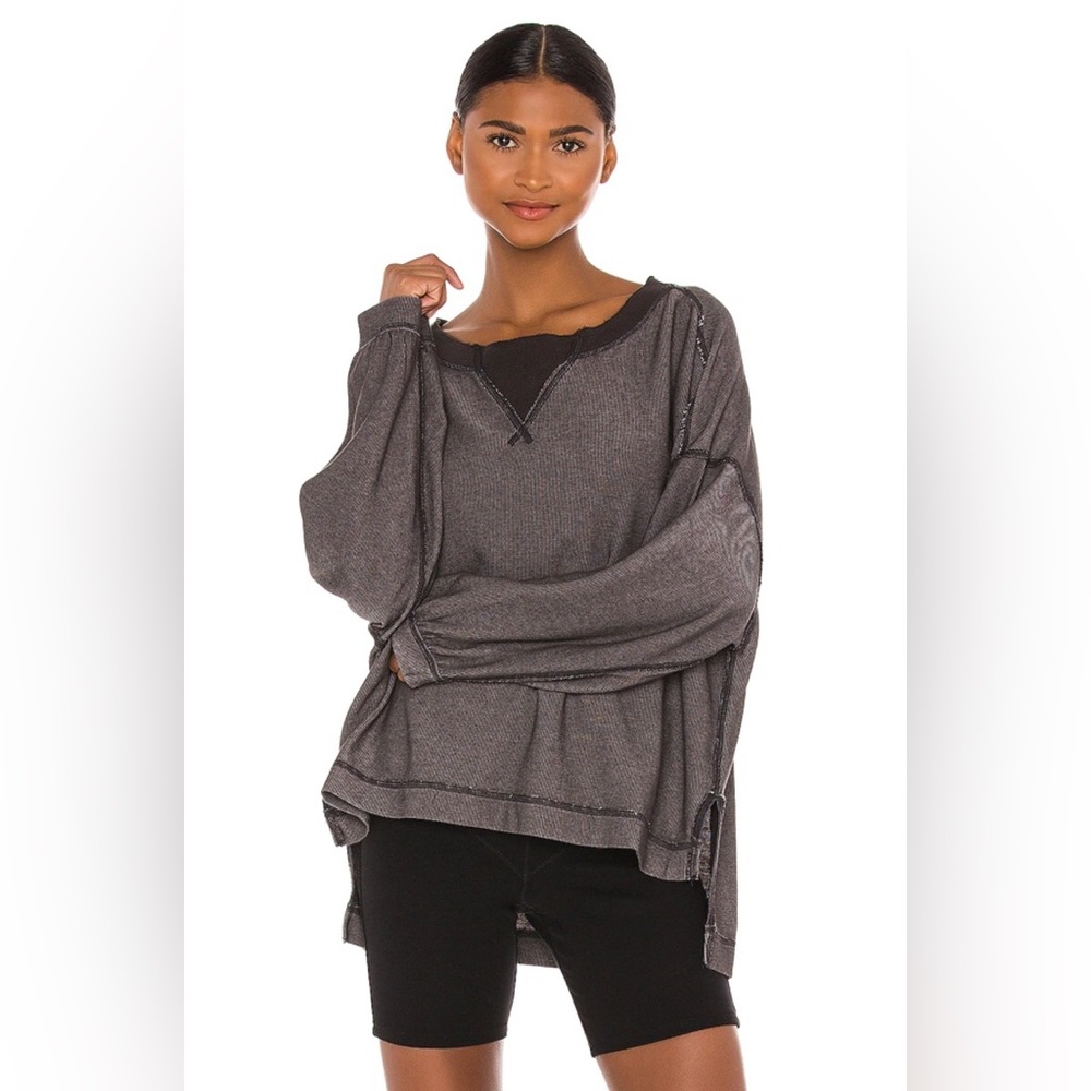 Free People Movement Rugby Match Long Sleeve Tee | M | Black